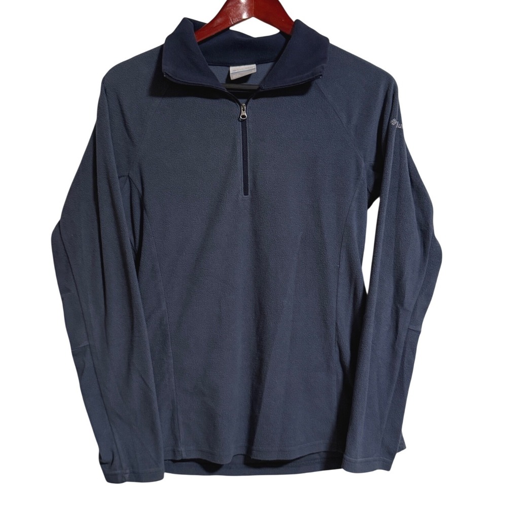 Columbia Womens Blue Quarter Zip Fleece Pullover Sweater Small S Solid Outdoor